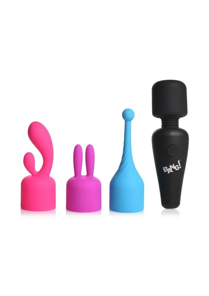 BANG Female Sex Toys Bang 10x Mini Wand Set Rechargeable Silicone Vibrator with 3 Attachments BANG Female Sex Toys Bang 10x Mini Wand Set Rechargeable Silicone Vibrator with 3 Attachments
