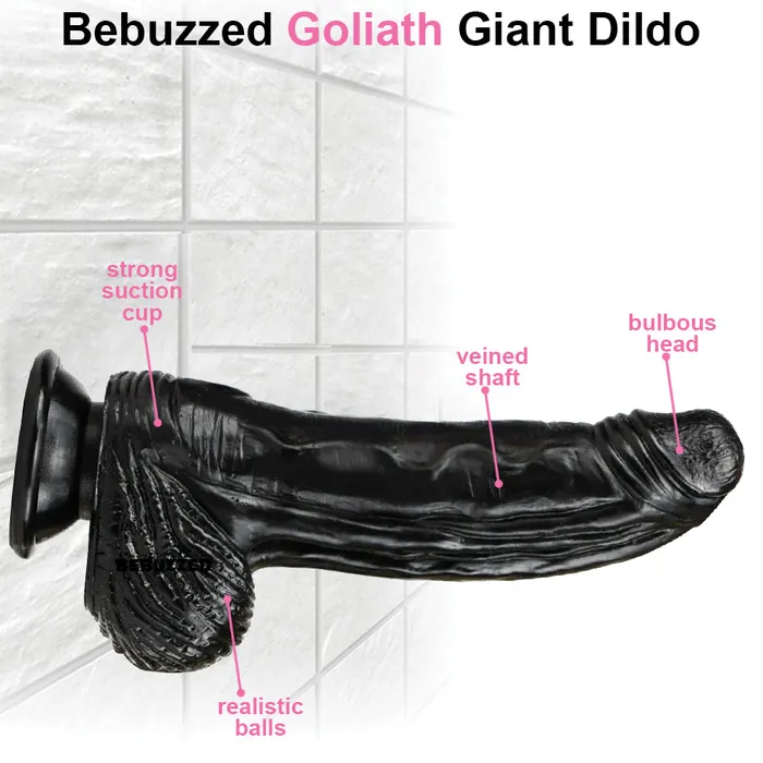 BeBuZZed Dildos Bebuzzed Goliath 95 Large Fat Dildo Veined Black BeBuZZed Dildos Bebuzzed Goliath 95 Large Fat Dildo Veined Black