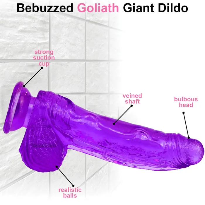BeBuZZed Dildos Bebuzzed Goliath 95 Large Fat Dildo Veined Purple BeBuZZed Dildos Bebuzzed Goliath 95 Large Fat Dildo Veined Purple