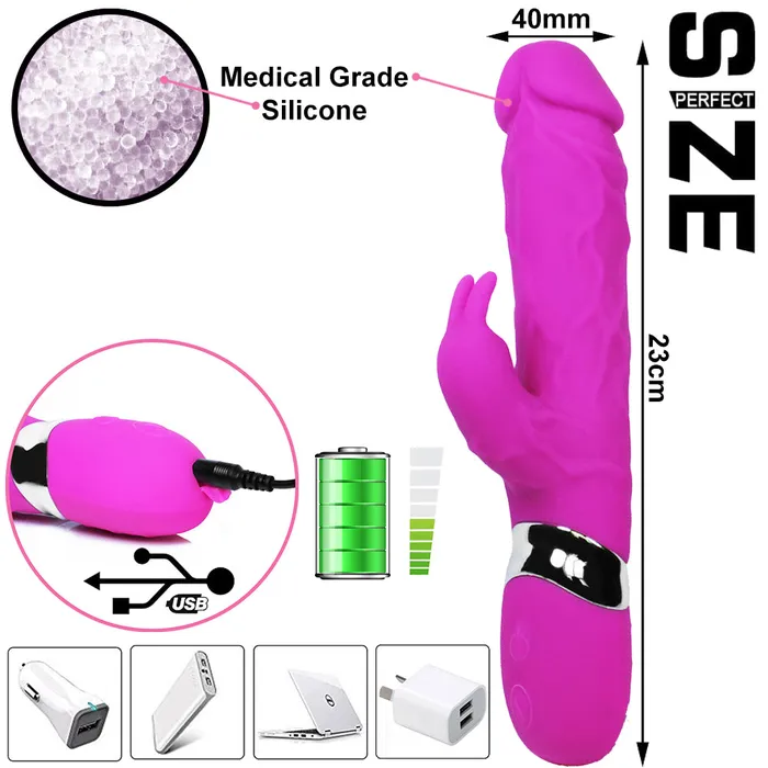 Bebuzzed Mr Veins GSpot Rabbit Vibrator Clitoral Stimulator USB Pink BeBuZZed Vibrators