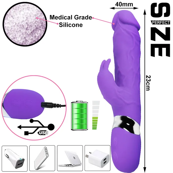 Bebuzzed Mr Veins GSpot Rabbit Vibrator Clitoral Stimulator USB Purple BeBuZZed Vibrators