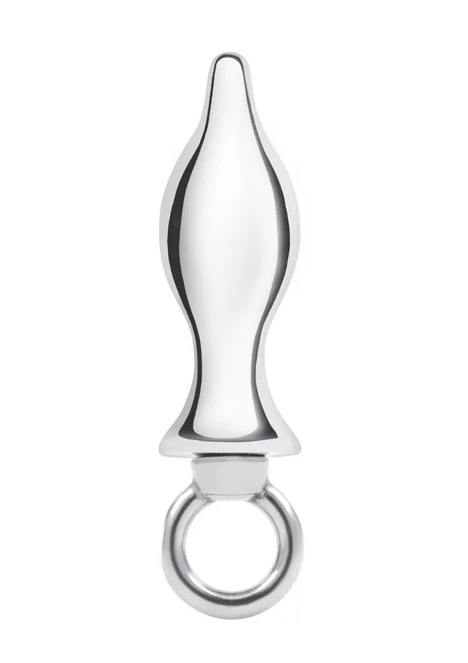 Blue Line Metal Tapered Butt Plug with Loop Hardware 25in Stainless Blue Line CandB Gear Anal Blue Line Metal Tapered Butt Plug with Loop Hardware 25in Stainless Blue Line CandB Gear Anal