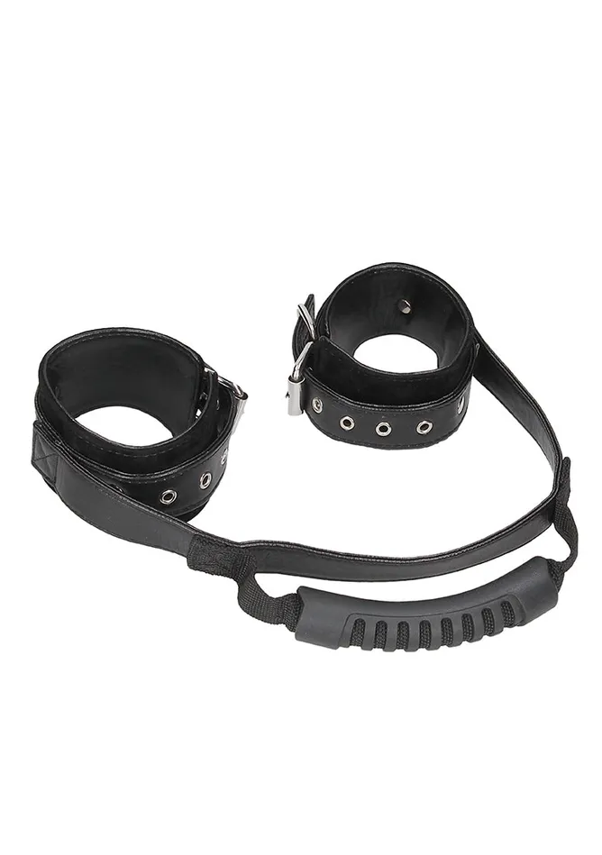 Bonded Leather Hand Cuffs With Handle With Adjustable Straps Shots America Male Sex Toys Bonded Leather Hand Cuffs With Handle With Adjustable Straps Shots America Male Sex Toys