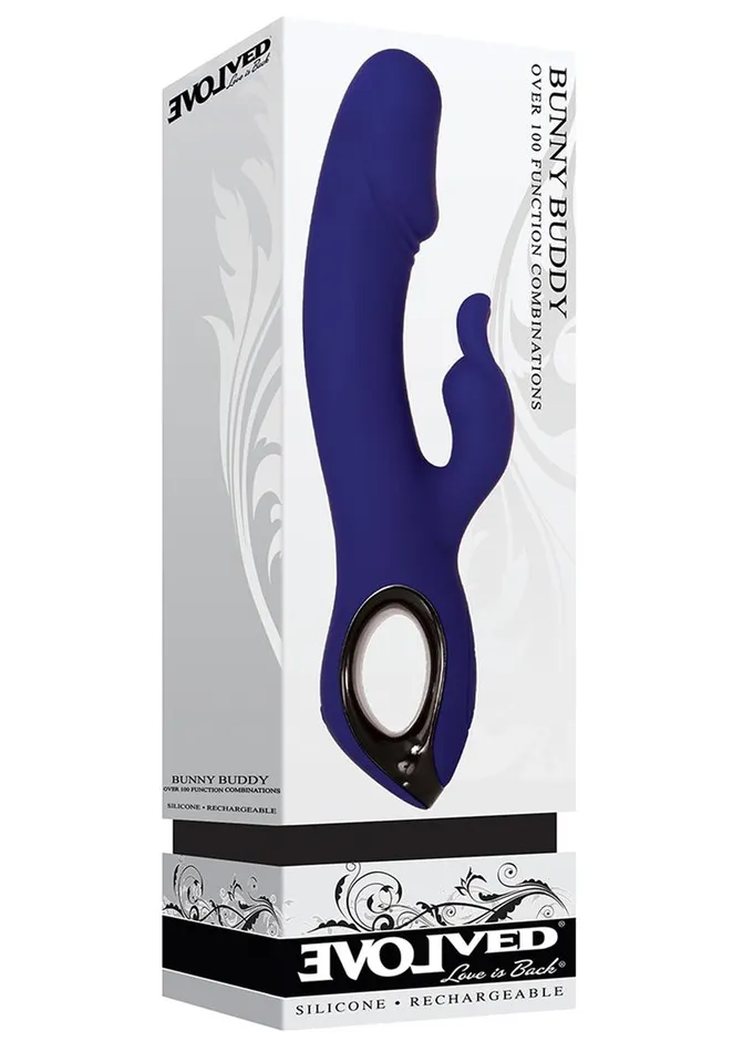 Bunny Buddy Rechargeable Silicone Dual Vibrator with Clitoral Stimulator Evolved Female Sex Toys Bunny Buddy Rechargeable Silicone Dual Vibrator with Clitoral Stimulator Evolved Female Sex Toys