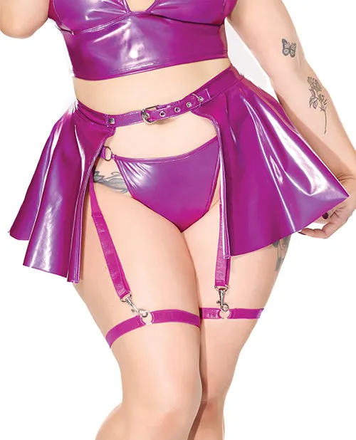 Coquette International Plus Size Purple Darque PVC Skirt with Leg Straps Plus Size Coquette International Plus Size Purple Darque PVC Skirt with Leg Straps Plus Size
