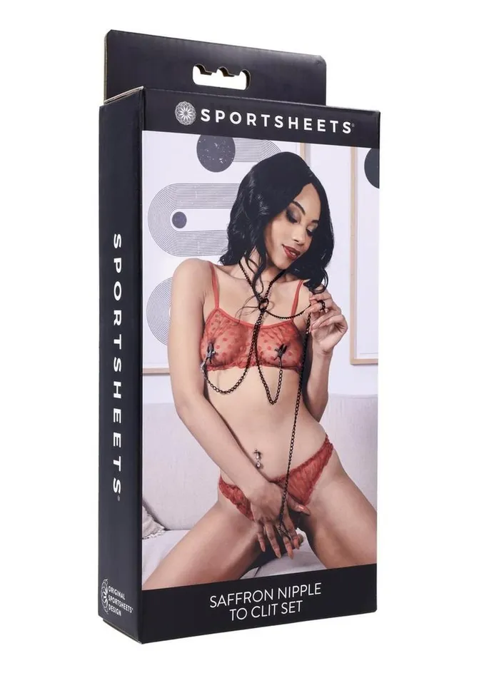 Couples Saffron Nipple to Clit Sportsheets
