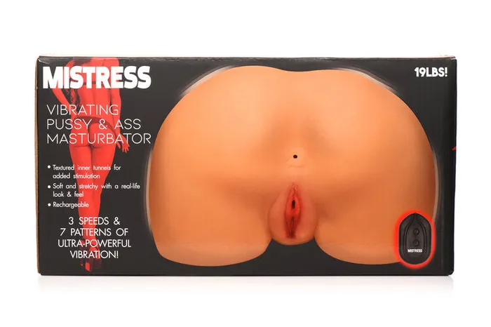 Curve Toys Male Sex Toys Mistress Vibrating Pussy and Ass Masturbator w Remote