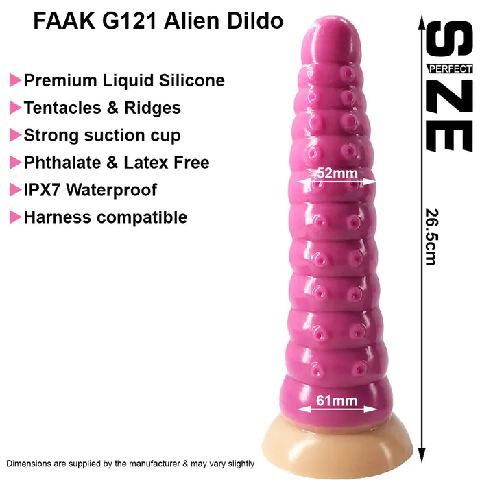 FAAK G121 Large 26cm Dildo Liquid Silicone Ridged Alien Tenticle Anal Plug FAAK Male Sex Toys