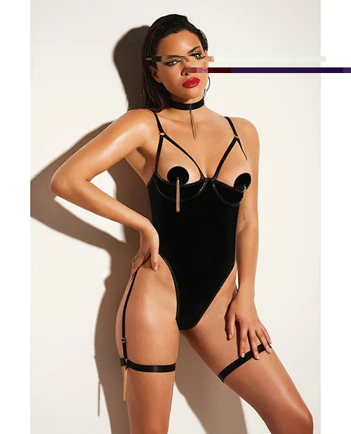 FETISH Play Open Cup Teddy Set Black Small Oh La La Cheri Anal