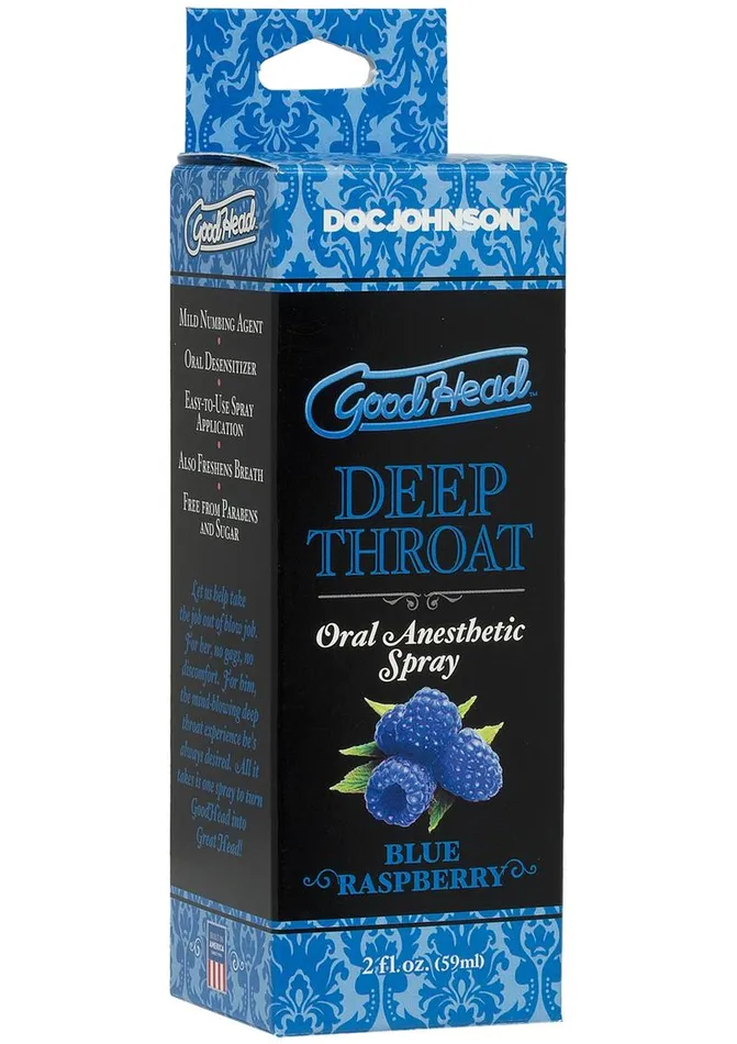 Goodhead Deep Throat Oral Anesthetic Spray Blue Raspberry GoodHead Vibrators Goodhead Deep Throat Oral Anesthetic Spray Blue Raspberry GoodHead Vibrators