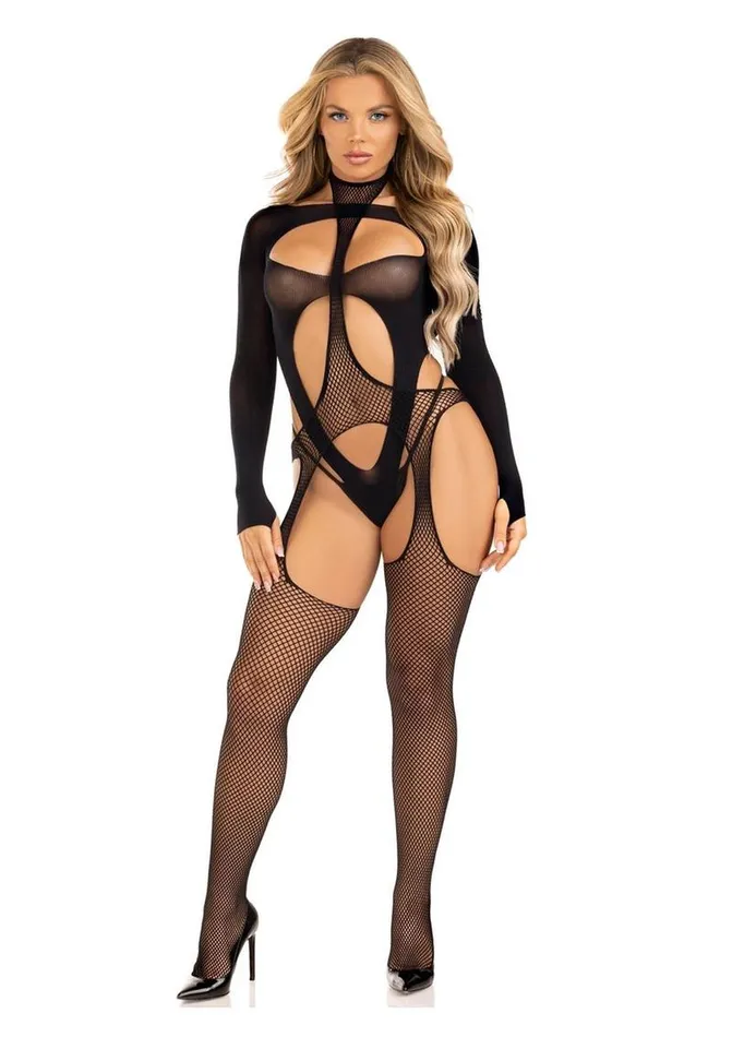 Leg Avenue Bodystockings Playsuits Leg Avenue Fishnet Halter Suspender Bodystocking and Layered Opaque CutOut Teddy Leg Avenue Bodystockings Playsuits Leg Avenue Fishnet Halter Suspender Bodystocking and Layered Opaque CutOut Teddy