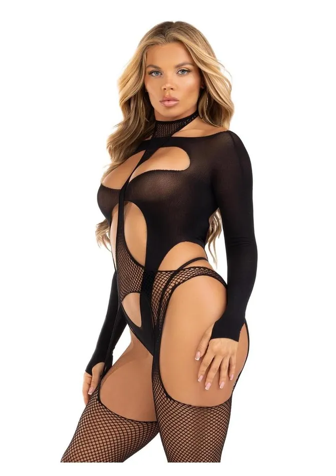 Leg Avenue Bodystockings Playsuits Leg Avenue Fishnet Halter Suspender Bodystocking and Layered Opaque CutOut Teddy Leg Avenue Bodystockings Playsuits Leg Avenue Fishnet Halter Suspender Bodystocking and Layered Opaque CutOut Teddy