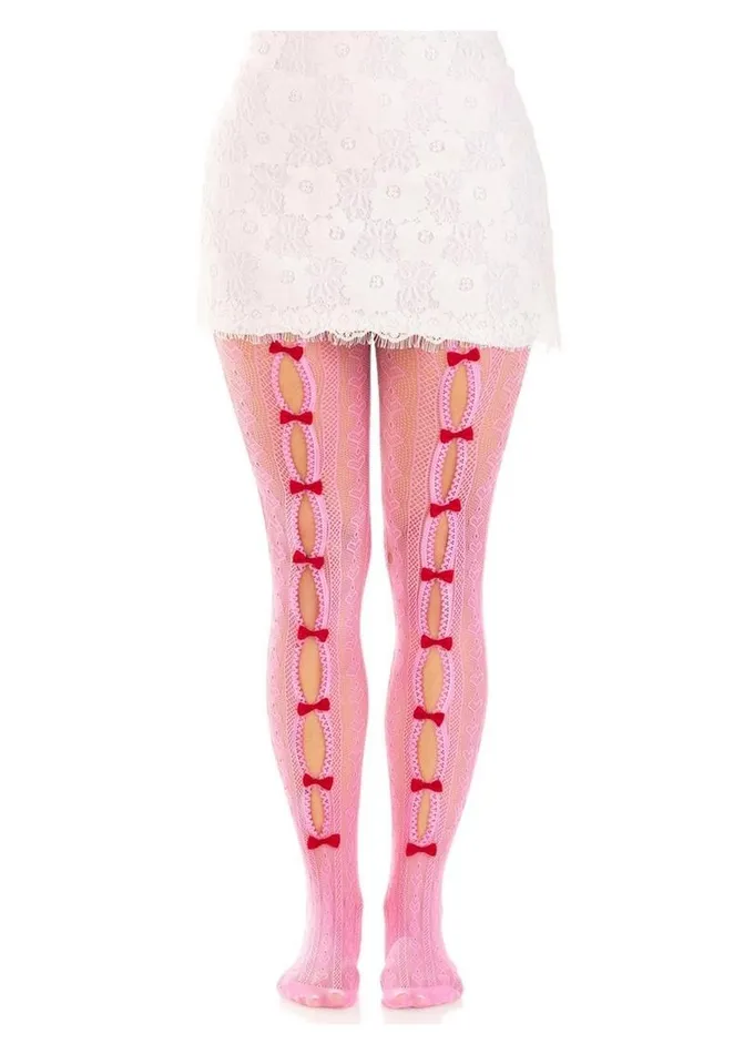 Leg Avenue Female Sex Toys Leg Avenue Sweetheart Striped Net Tights with Keyhole and Mini Bow Detail Leg Avenue Female Sex Toys Leg Avenue Sweetheart Striped Net Tights with Keyhole and Mini Bow Detail
