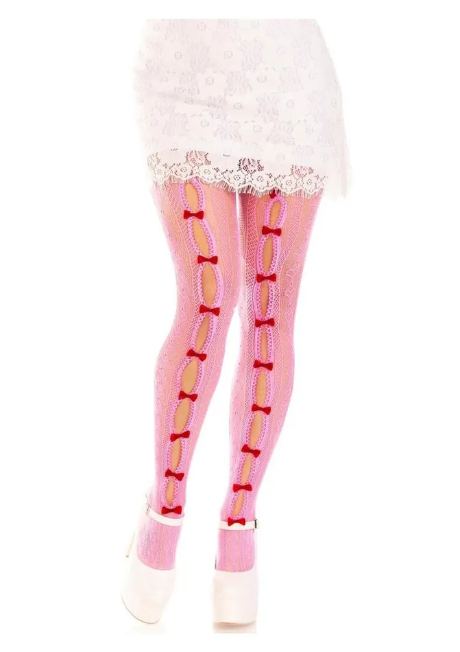 Leg Avenue Female Sex Toys Leg Avenue Sweetheart Striped Net Tights with Keyhole and Mini Bow Detail Leg Avenue Female Sex Toys Leg Avenue Sweetheart Striped Net Tights with Keyhole and Mini Bow Detail