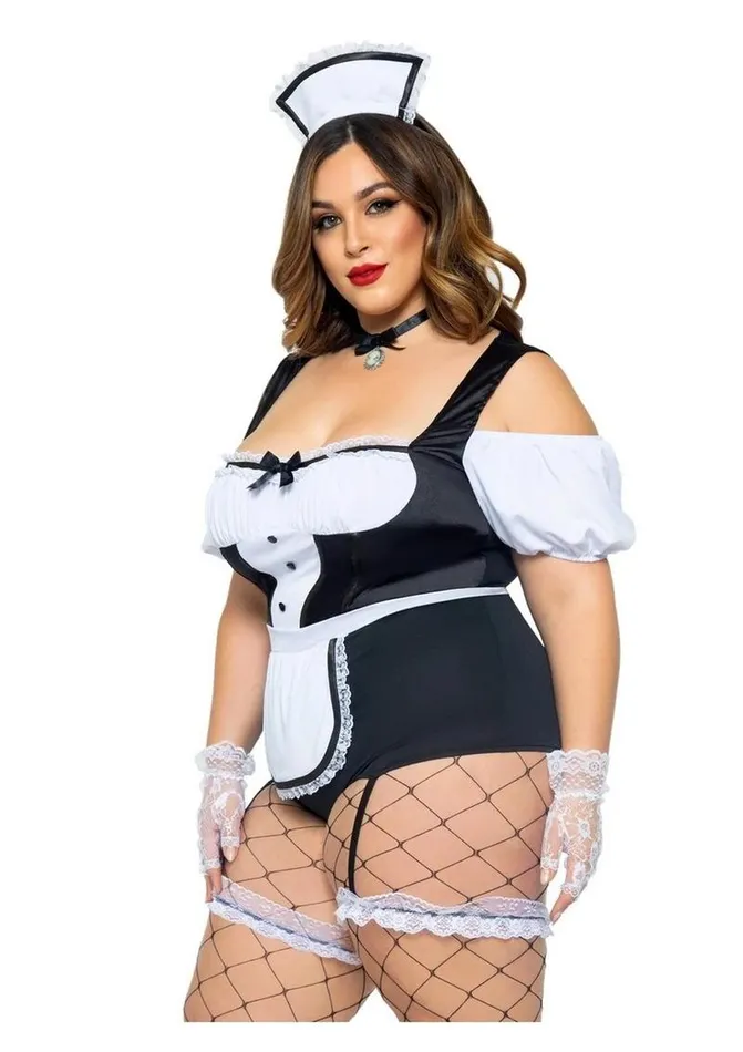 Leg Avenue Foxy Frenchie Garter Bodysuit with Attached Apron Choker and Hat Headband Leg Avenue Male Sex Toys Leg Avenue Foxy Frenchie Garter Bodysuit with Attached Apron Choker and Hat Headband Leg Avenue Male Sex Toys