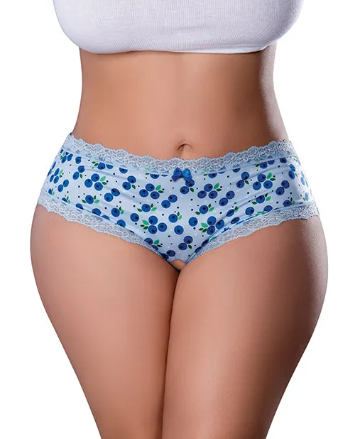 Magic Moments Intl Plus Size Sweet Treats Crotchless Blue Boyshort Lube Vibrators