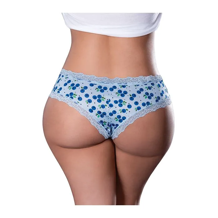 Magic Moments Intl Plus Size Sweet Treats Crotchless Blue Boyshort Lube Vibrators