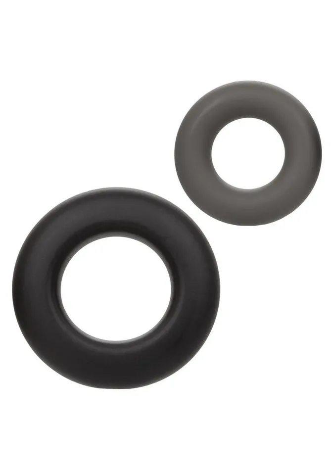 Male Sex Toys Alpha Alpha Liquid Silicone Prolong Cock Ring 2 Piece Set Assorted