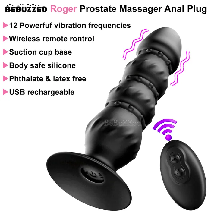 Male Sex Toys BEBUZZED Roger Vibrating Anal Plug Prostate Massager Remote Control Butt
