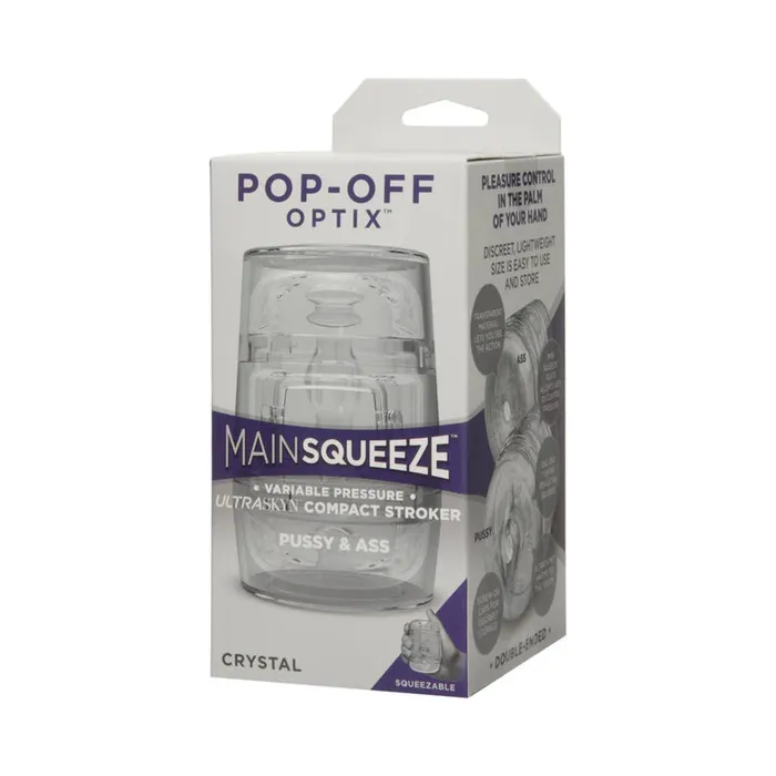 Male Sex Toys Doc Johnson Main Squeeze Pop Off Optix Clear Stroker