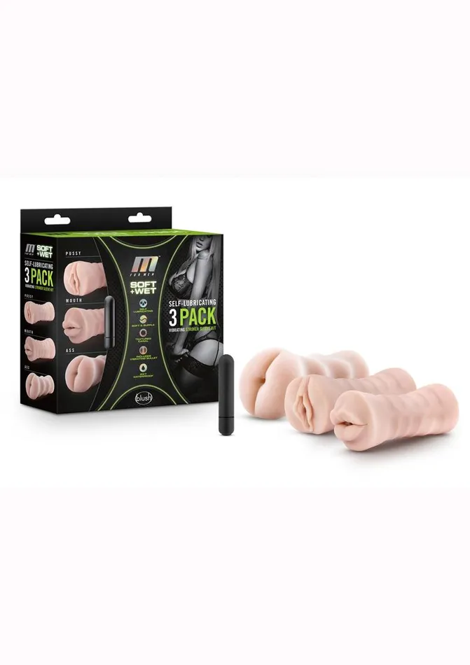 Male Sex Toys M for Men M For Men Soft and Wet SelfLubricating Vibrating Masturbator Kit