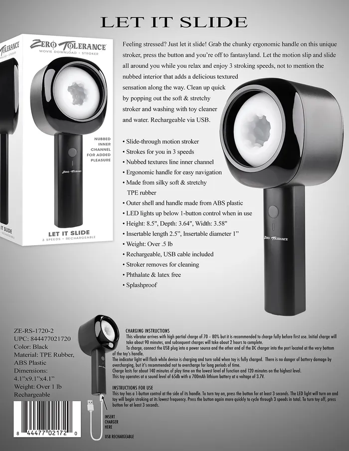 Male Sex Toys Zero Tolerance Let It Slide Slide Through Motion Stroker