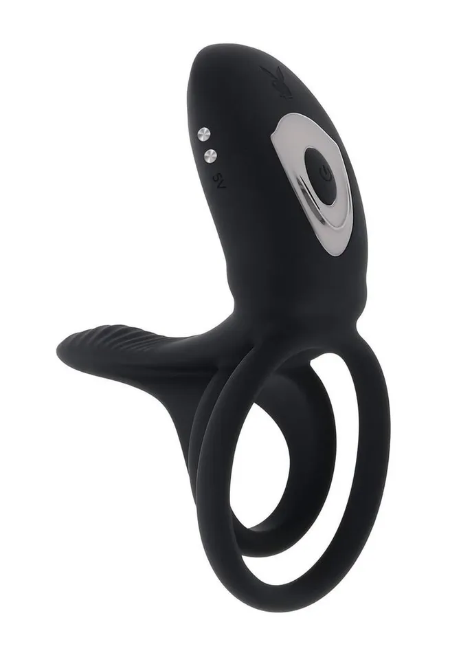 Playboy Just Right Rechargeable Silicone Dual Vibrating Cock Ring with Clitoral Stimulator Playboy Female Sex Toys Playboy Just Right Rechargeable Silicone Dual Vibrating Cock Ring with Clitoral Stimulator Playboy Female Sex Toys