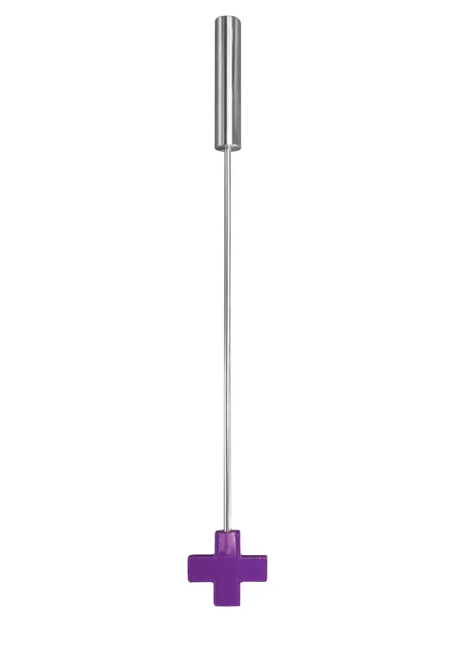 Shots America Vibrators Leather Cross Tipped Crop Purple