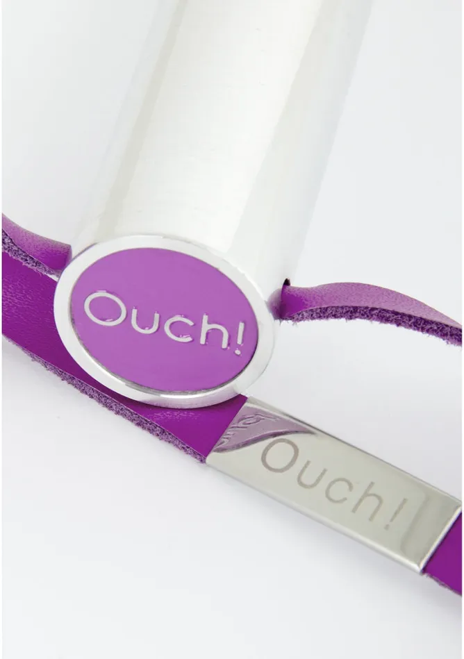 Shots America Vibrators Leather Cross Tipped Crop Purple