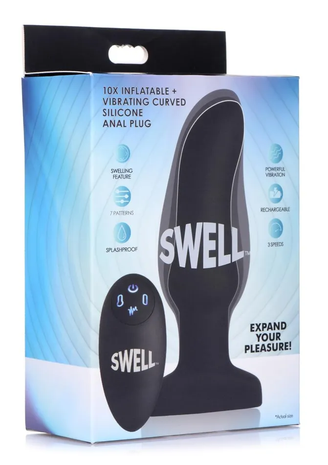 SWELL Swell Inflatable Rechargeable Silicone Vibrating Curved Anal Plug Male Sex Toys