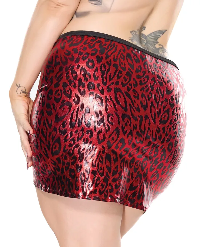 Vibrators Coquette International Plus Size Red Darque Metallic Wet Look Skirt 1X2X