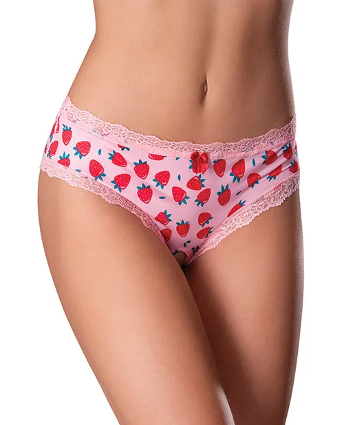 Vibrators Magic Moments Intl Sweet Treats Crotchless Boyshort Lube Pink SM