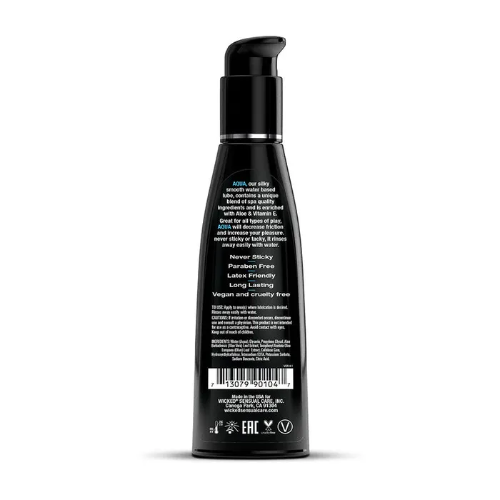 Wicked Sensual Care Aqua Water Based Lubricant 4 oz Unscented Wicked Sensual Care Lubricants