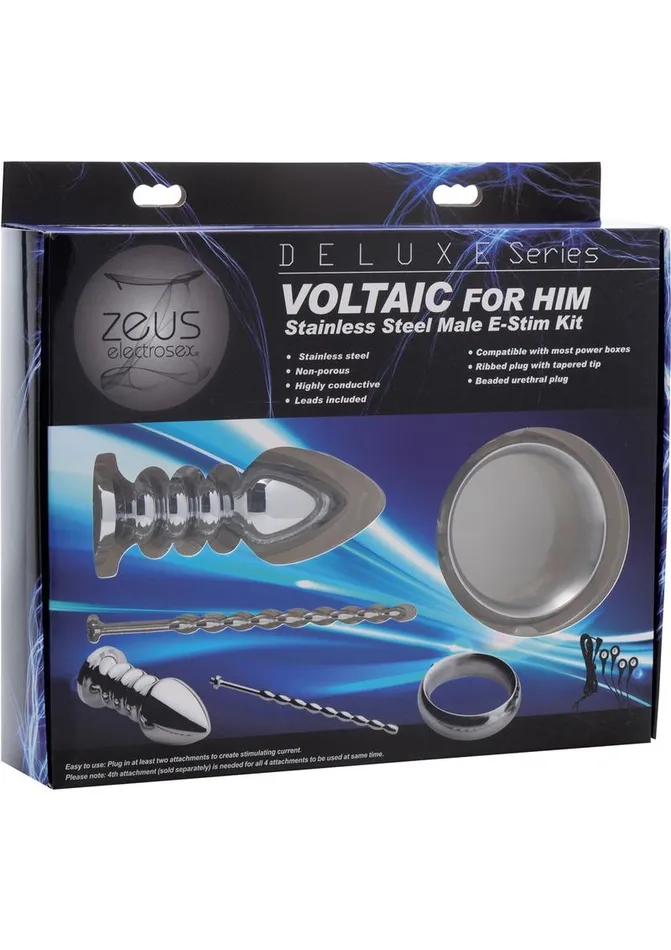 Zeus Electrosex Anal Zeus Electrosex Deluxe Voltaic For Him Stainless Steel EStim Kit Zeus Electrosex Anal Zeus Electrosex Deluxe Voltaic For Him Stainless Steel EStim Kit